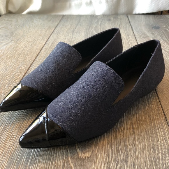TIBI ANYA BLack/Navy Pointy Toe Loafers - Picture 2 of 7